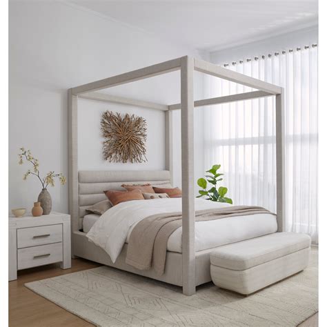 Modus Furniture Rockford MQNCH7 King Upholstered Canopy Bed in Turtle ...