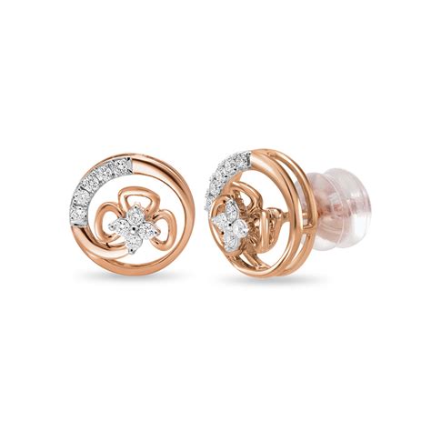 14kt Rose Gold Floral Diamond Stud Earrings