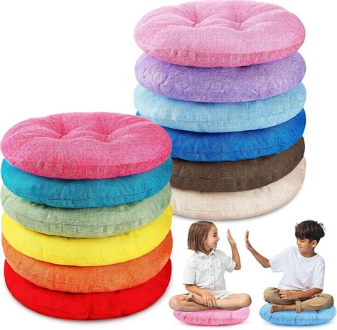 12 Pcs 16 Inch Round Floor Cushions for Kids and Toddlers, Flexible ...
