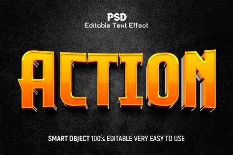 Action 3D Editable Text Effect Style | Action in 3d text, Action text ...