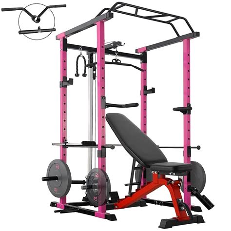 ER KANG Power Cage, 1200LBS Power Rack with LAT Pulldown, Multi ...