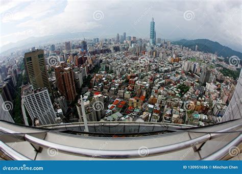 Aerial Panorama Fisheye View Over Taipei, Capital City of Taiwan, with ...