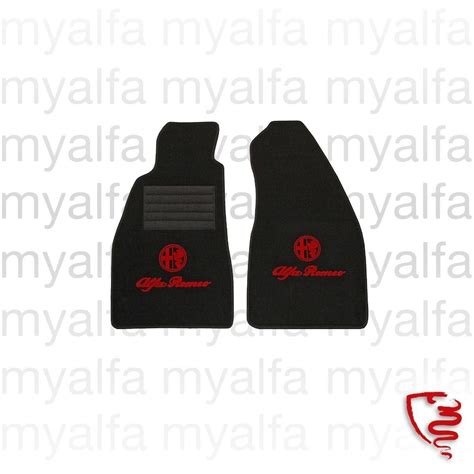 Alfa Romeo FLOOR MATS SET SPIDER (916) (2PC.) BLACK, RED VELOURS EMBLEM ...