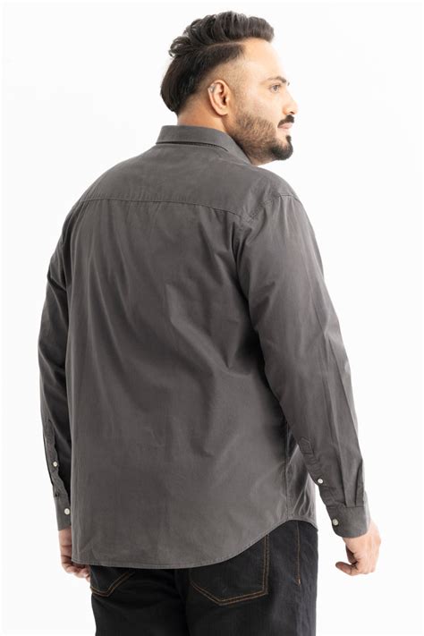 Buy Men's Marco Oxford Grey Plain Plus Size Shirt Online | Snitch – SNITCH