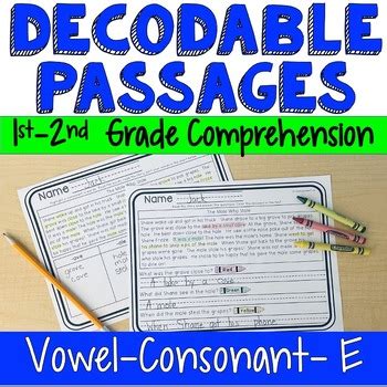 2nd Grade VCE Decodable Passages Readers with Comprehension Vowel ...