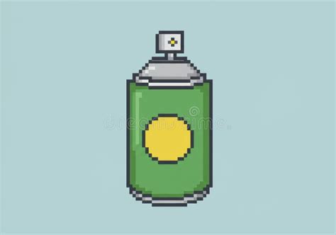 Pixel Art Spray Can with Green and Yellow Color Scheme Stock ...