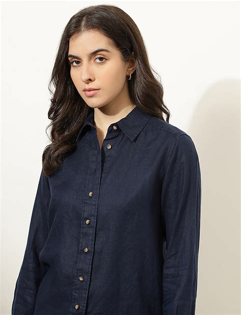 Buy Pure Linen Spread Collar Shirt at Marks & Spencer