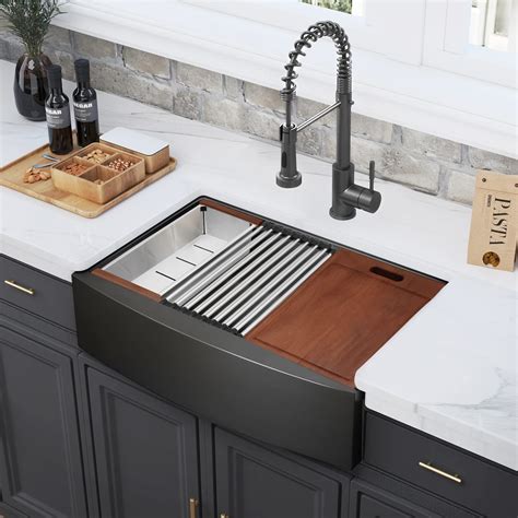 Buy CELAENO 30 Inch metal Black Farmhouse Sink, Single Stainless Steel ...
