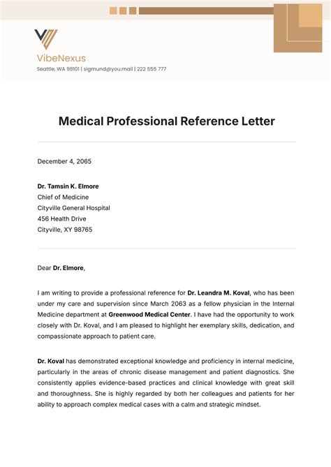 Free Medical Professional Reference Letter Template to Edit Online