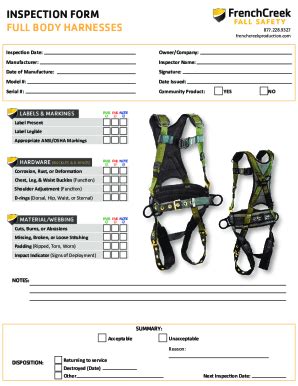 Fillable Online Frenchcreek Harness Inspection Form Fax Email Print ...