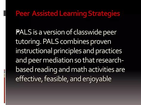 Peer Assisted Learning Strategies