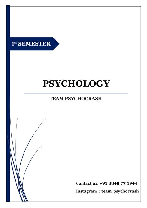 1st Sem Psychology Notes - 1 st SEMESTER PSYCHOLOGY TEAM PSYCHOCRASH ...