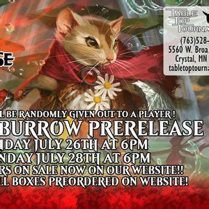 MTG PreRelease: Bloomburrow, Table Top Tournaments, Crystal, 26 July ...