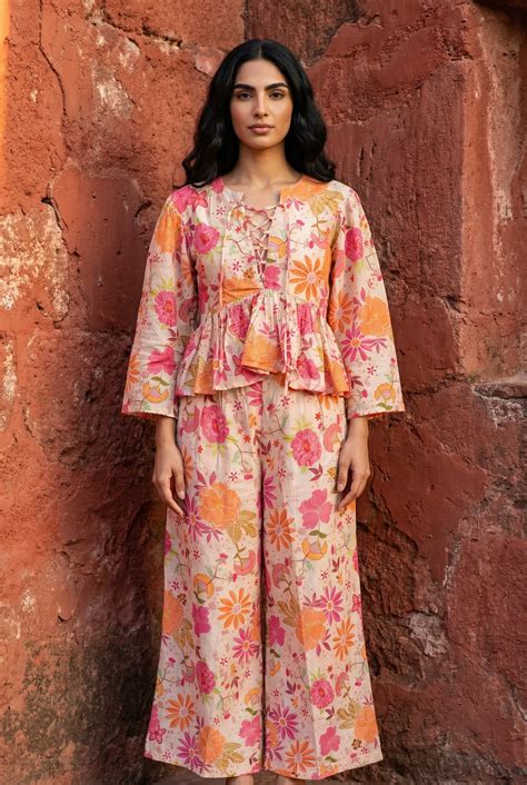 Buy Multicolor Floral Print Muslin Co-Ord Set For Women Online @ Best Price