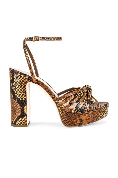 Loeffler Randall Rivka Platform Sandal in Brown Embossed Snake | REVOLVE