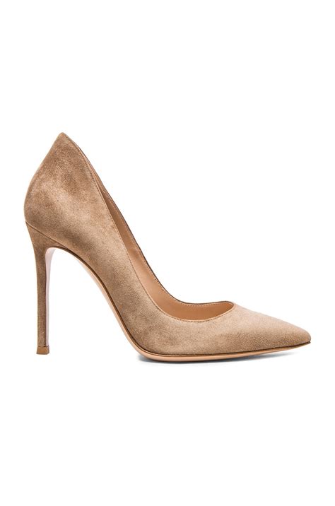 Gianvito Rossi Suede Ellipsis Pumps in Camel | FWRD