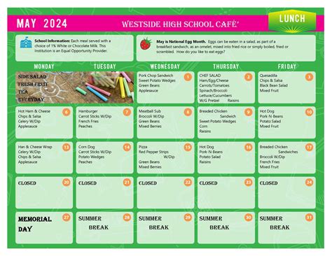 Dining Menus for Schools | Westside Consolidated School District