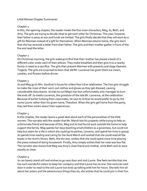 Little Women Chapter Summary - Little Women Chapter Summaries Chapter 1 ...