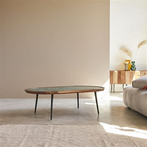 House of Woodworm | Hill Coffee Table | Green Marble | Solid Wood
