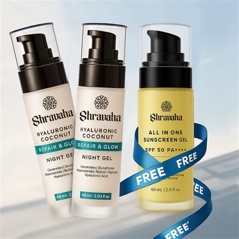 Two Coconut Hyaluronic Night Gel + 1 Sunscreen Free - 180 ml – Shravaha