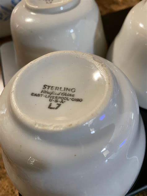 Sterling L. Custard Cups Vitrified China East Liverpool Ohio USA White ...