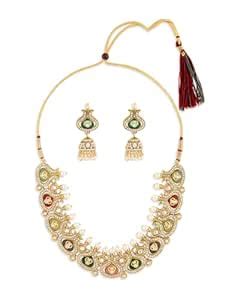 Buy ZAVERI PEARLS Multicolor Stones Austrian Diamonds Pearls ...
