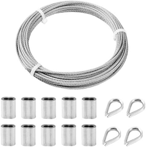 TooTaci 1/8 Stainless Steel Cable Wire Rope, 33ft Metal Wire Cables, 7× ...