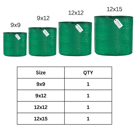 HDPE UV Protected Round Plants Grow Bags Combo, 9x9, 9x12, 12x12, 12x1 ...