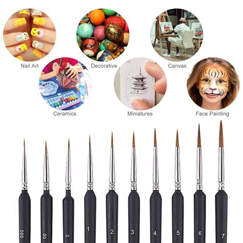 Buy 10Pcs Miniature Paint Brushes, Detail Fine Tip Paint Brushes Set ...