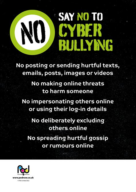 No Cyber Bullying Poster October Is Bullying Prevention Month 🚫
