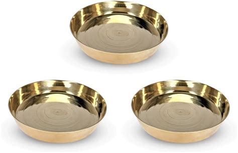 DOKCHAN Brass Plain Design Heavy Plate for Store kumkum, haldi, akshat ...