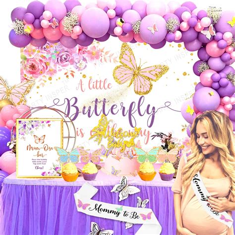 Butterfly Baby Shower Decorations Backdrop Welcome Baby Cake Topper ...