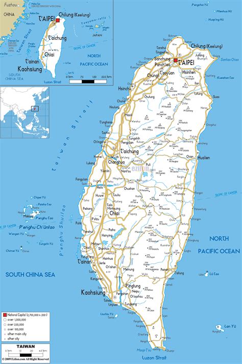 Detailed Clear Large Road Map of Taiwan - Ezilon Maps