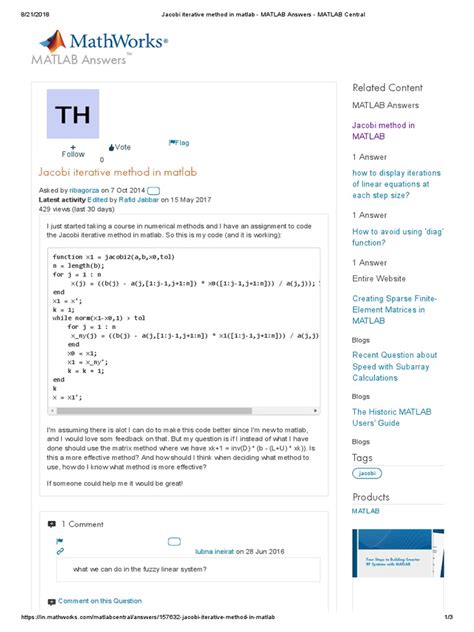 Image result for The Jacobi's Iterative Method MATLAB
