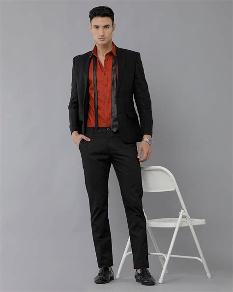 Classic Polo Men's 100% Cotton Moderate Fit Solid Black Color Trouser