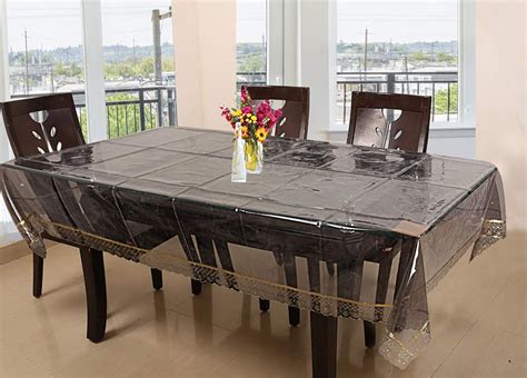 Kuber Industries PVC Golden Lace Rectangular 6 Seater Dining Table ...