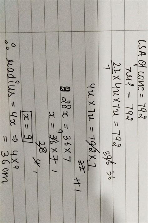 The radius and slant height of a cone in the ratio of 4:7.if it's ...