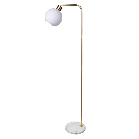 Crosby St. Brushed Brass Stick Floor Lamp with White Glass Shade, 60"