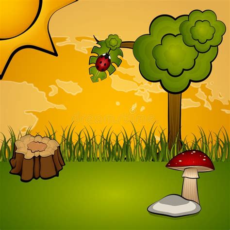 Beautiful Spring Landscape Cartoon Stock Vector - Illustration of ...