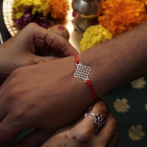 Silver Laser cut Rakhi