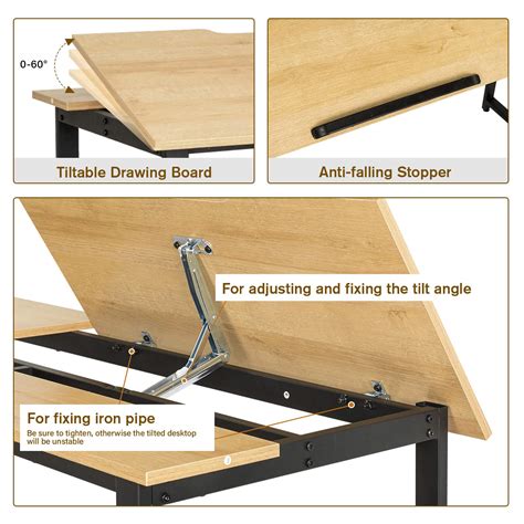 Buy FULLWATT Modern Drawing Table Drafting Desk with Storage Shelf ...
