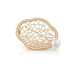 Buy GC PREMIUM JEWELLERY Gold Plated Abstract Pearl Brooch for Women ...