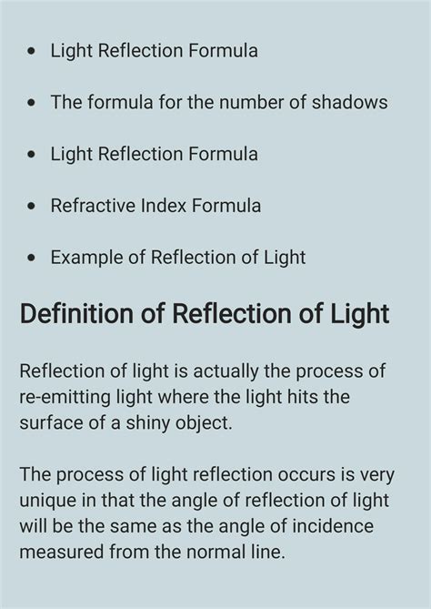 SOLUTION: Reflection of light definition laws types formulas and ...