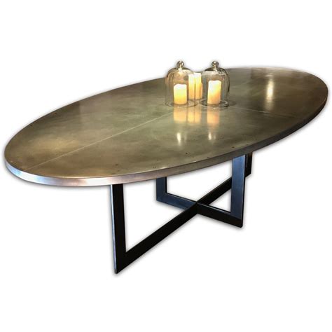 Contemporary Oval Zinc-Top Dining Table | Zinc Top Table