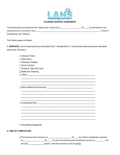 41 Printable Cleaning Contract Templates (100% Free)