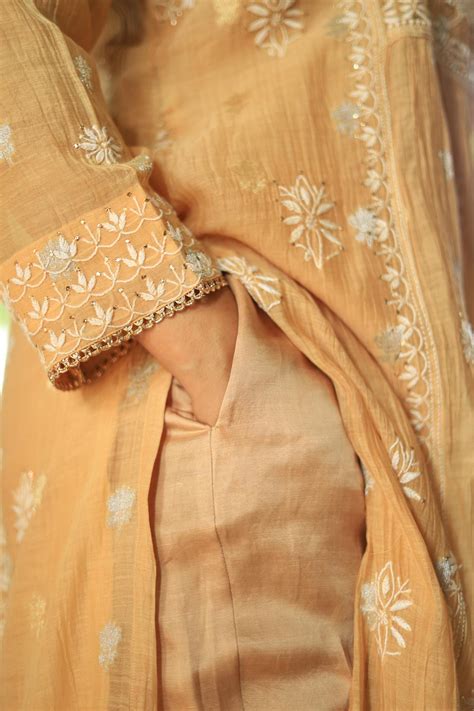 Satin Linen Beige Straight Pant With Organza Lace & One Side Pocket