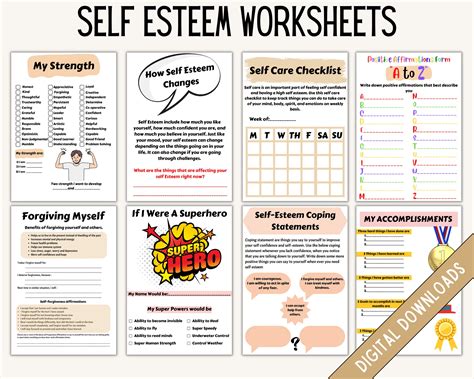 Self Esteem Workbook: CBT, DBT Therapy Worksheets (PDF) - Etsy