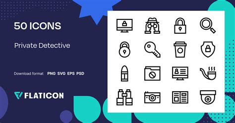 Private Detective Icon Pack | Lineal | 50 .SVG Icons