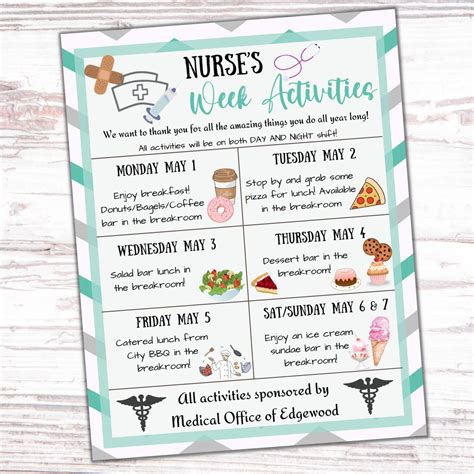 Editable Nurse Appreciation Flyer | Happy Nurses Week Thank You Gifts | Hospital Staff Weekly ...