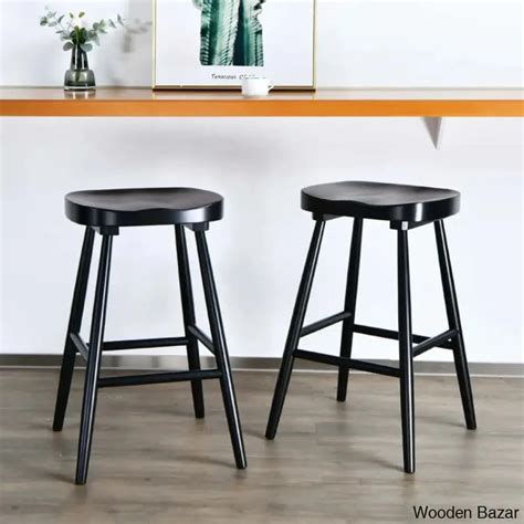 Brynnleighn Wood Ergonomic Seat Mid-Century Modern Counter Stools